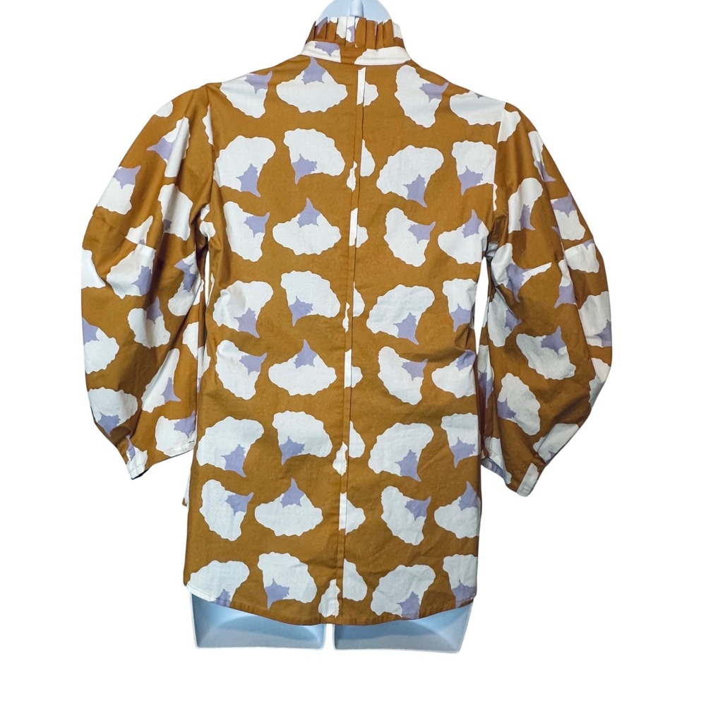 Raiment Beautiful Wright Blouse Large Top Yellow White Cotton 3/4‎ Sleeve Blouse - Picture 3 of 9